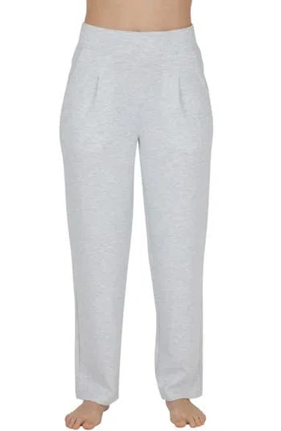 Yogalicious Straight Leg Scuba Pants In Heather Light Grey