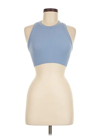 Pre-owned Yogalicious Tank Top Blue Halter Neckline Tops