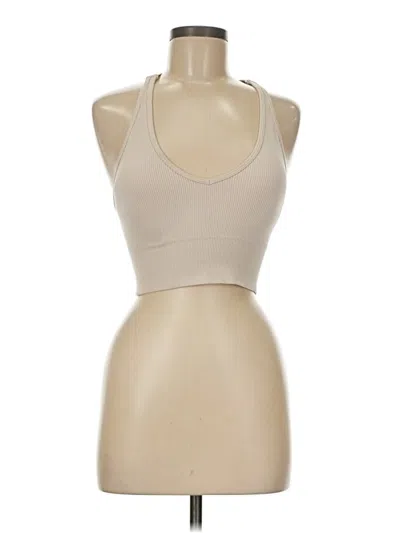 Pre-owned Yogalicious Tank Top Tan Halter Neckline Tops In Brown