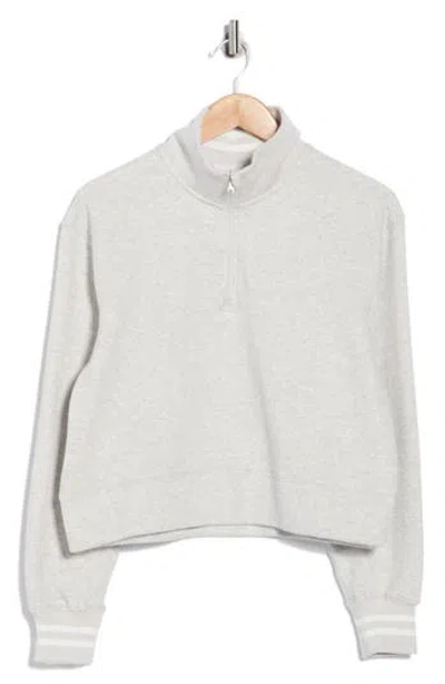 Yogalicious The Varsity Fleece Half Zip Pullover In Gray