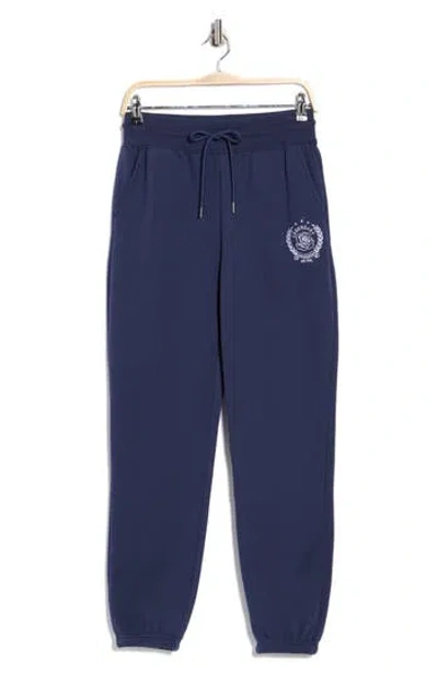 Yogalicious The Varsity Fleece Joggers In Blue