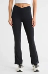 Yogalicious Ultra Lush Madison Crossover Flare Leggings In Black