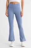 Yogalicious Ultra Lush Madison Crossover Flare Leggings In Blue