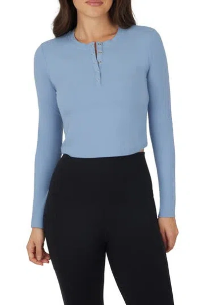 Yogalicious Valentina Heavenly Rib Henley In Blue