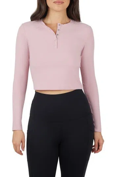Yogalicious Valentina Heavenly Rib Henley In Pink