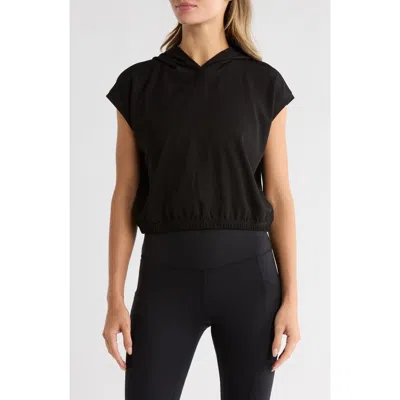 Yogalicious Waffle City Retreat Meet Crop Hoodie In Black