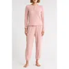 Yogalicious Waffle Knit Henley & Cargo Joggers Pajamas In Pink