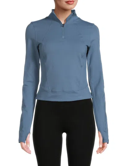 Yogalicious Women's Lux Quarter Zip Pullover In Blue
