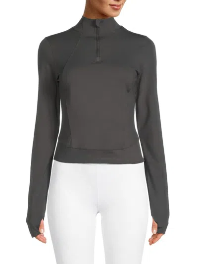 Yogalicious Women's Lux Quarter Zip Pullover In Grey