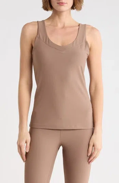 Yogalicious Wonderlink Sora V-neck Tank In Brown