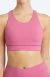 Yogaworks Crossback Performance Bra In Red Violet