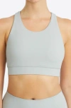 Yogaworks Crossback Performance Bra In Stone