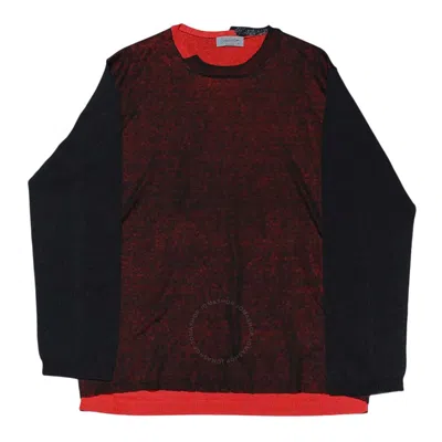 Yohji Yamamoto 14-gauge Layered Knit Pullover In Red