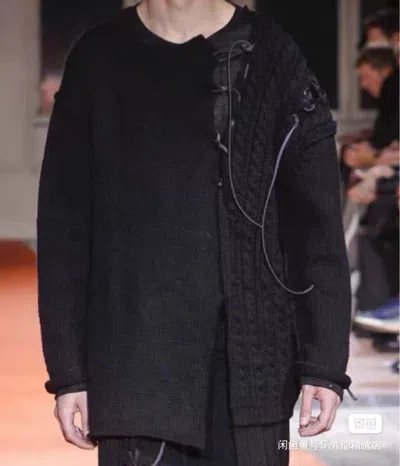 Pre-owned Yohji Yamamoto 18aw Leather Lace Bondage Sweater Rick Owens In Black