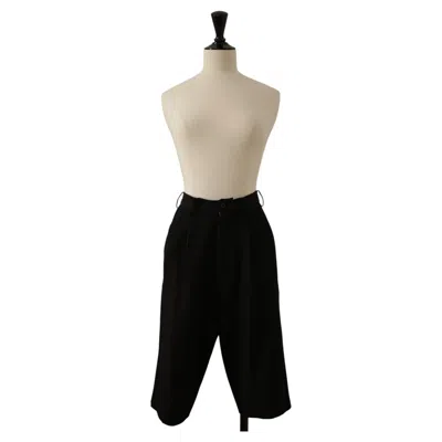Pre-owned Yohji Yamamoto 1980s Women's Black Wool Pleated Bermuda Shorts S