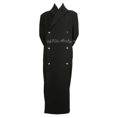 Pre-owned Yohji Yamamoto 1986  Black Coat With Embroidered Detail