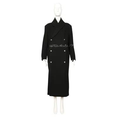 Pre-owned Yohji Yamamoto 1986  Black Coat With Embroidered Detail
