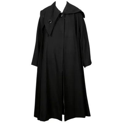 Pre-owned Yohji Yamamoto 1989  Long Black Runway Swing Coat With Button Detail