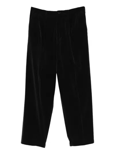 Pre-owned Yohji Yamamoto 1990s Pleated Velvet Trousers In Gray