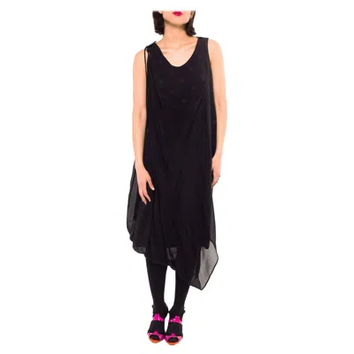 Pre-owned Yohji Yamamoto 1990s  Black & Grey Georgette Dress In Gray