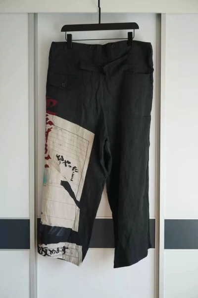 Pre-owned Yohji Yamamoto 19ss Flax Wide Leg Pants In Black