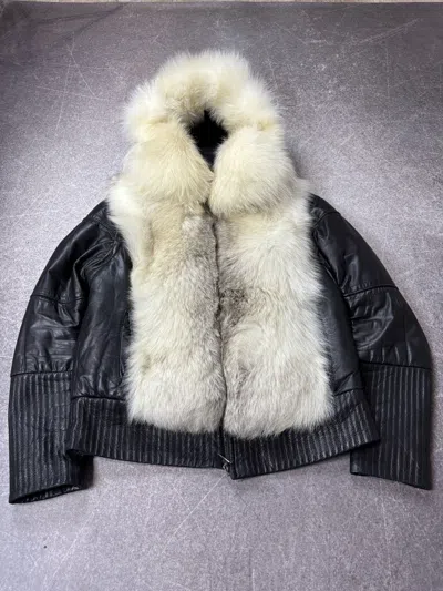 Pre-owned Yohji Yamamoto 2000s Japanese Issey Miyake Style Washed Fur/leather Jacket In Multi