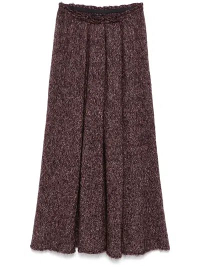 Pre-owned Yohji Yamamoto 2000s Knitted Midi Skirt In Purple