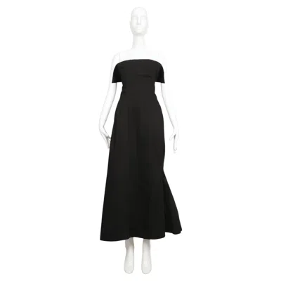 Pre-owned Yohji Yamamoto 2003  Strapless Black Cotton Runway Dress With Asymmetrical Hem