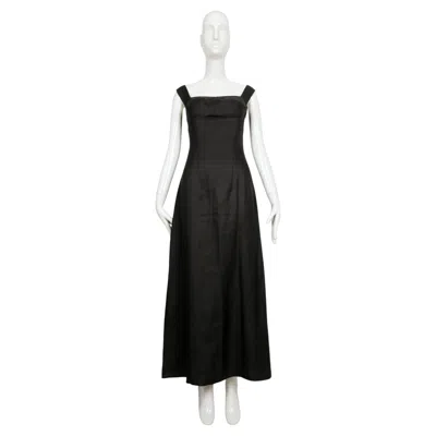 Pre-owned Yohji Yamamoto 2005  Black Ramie Runway Dress With Padded Bustier