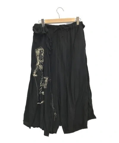 Pre-owned Yohji Yamamoto 20ss Embroidered Wrap Wide Pants Black 2