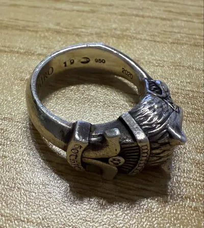 Pre-owned Yohji Yamamoto 950 Silver Gothic Wolf Dagger Ring