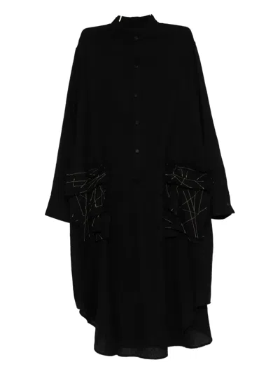 Yohji Yamamoto A-embroidered Dress In Black