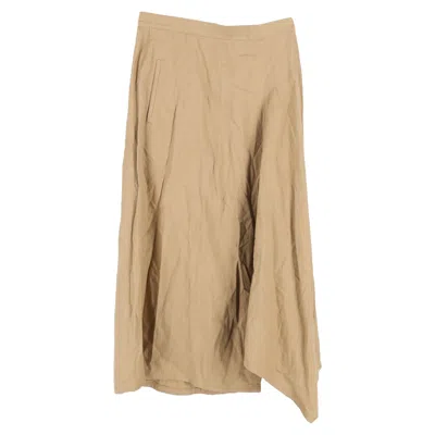 Yohji Yamamoto A-line Midi Skirt In Brown Cotton In Neutral