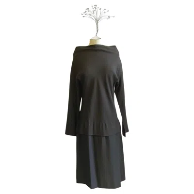 Pre-owned Yohji Yamamoto Abito Midi Nero In Seta Dei Primi Anni 2000 In Black