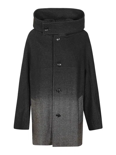 Yohji Yamamoto Patterned Blend Coat In Negro