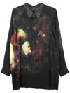 Yohji Yamamoto Abstract-print Long-sleeved Shirt In Black