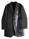 Yohji Yamamoto Abstract-print Single-breasted Jacket In Gray