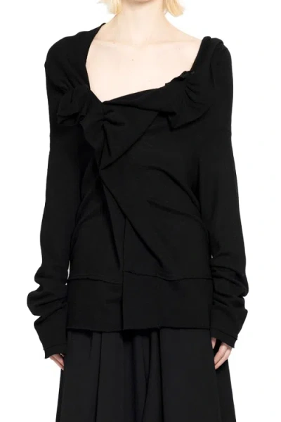Yohji Yamamoto Airy Span Milling Draped Sweater In Black