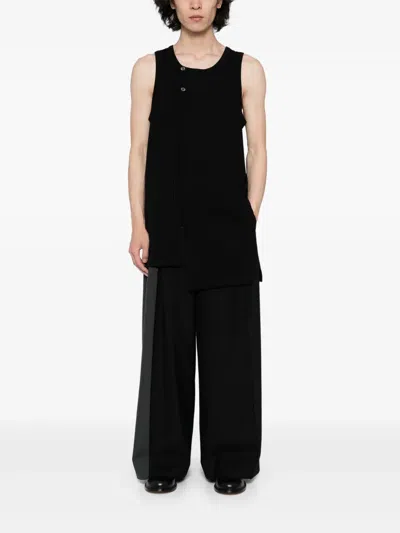 Yohji Yamamoto American Single-jersey Binder Sleeveless Top In Schwarz