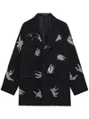 Yohji Yamamoto Angel-print Single-breasted Blazer In Black