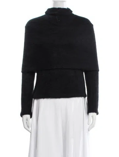 Pre-owned Yohji Yamamoto Angora Turtleneck Sweater In Black
