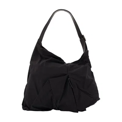 Yohji Yamamoto Angular Leather Shoulder Bag In Black