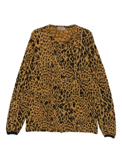 Yohji Yamamoto Animal-print Cardigan In Brown