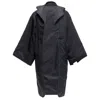 Yohji Yamamoto Armhole Cutout Padded Kimono Overcoat In Black