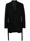 Yohji Yamamoto Army Gabardine Pleated Blazer In Black