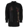 Yohji Yamamoto Graphic Print Linen Blend Shirt In Black