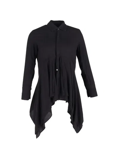 Pre-owned Yohji Yamamoto Asymmetric Button-up Cotton Shirt In Black