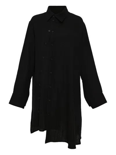 Yohji Yamamoto Gaberdine Asymmetric Buttoned Shirt In Black