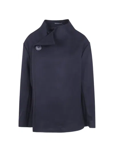 Yohji Yamamoto Asymmetric Button-fastening Jacket In Blue