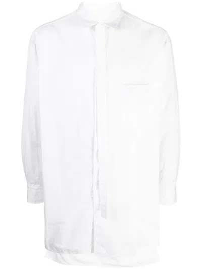 Yohji Yamamoto Asymmetric Cotton Shirt In White